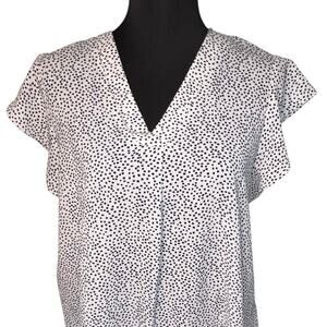 Adrianna Papell Women Size L Polkadot Flutter Sleeve Lightweight Fairygoth Tunic
